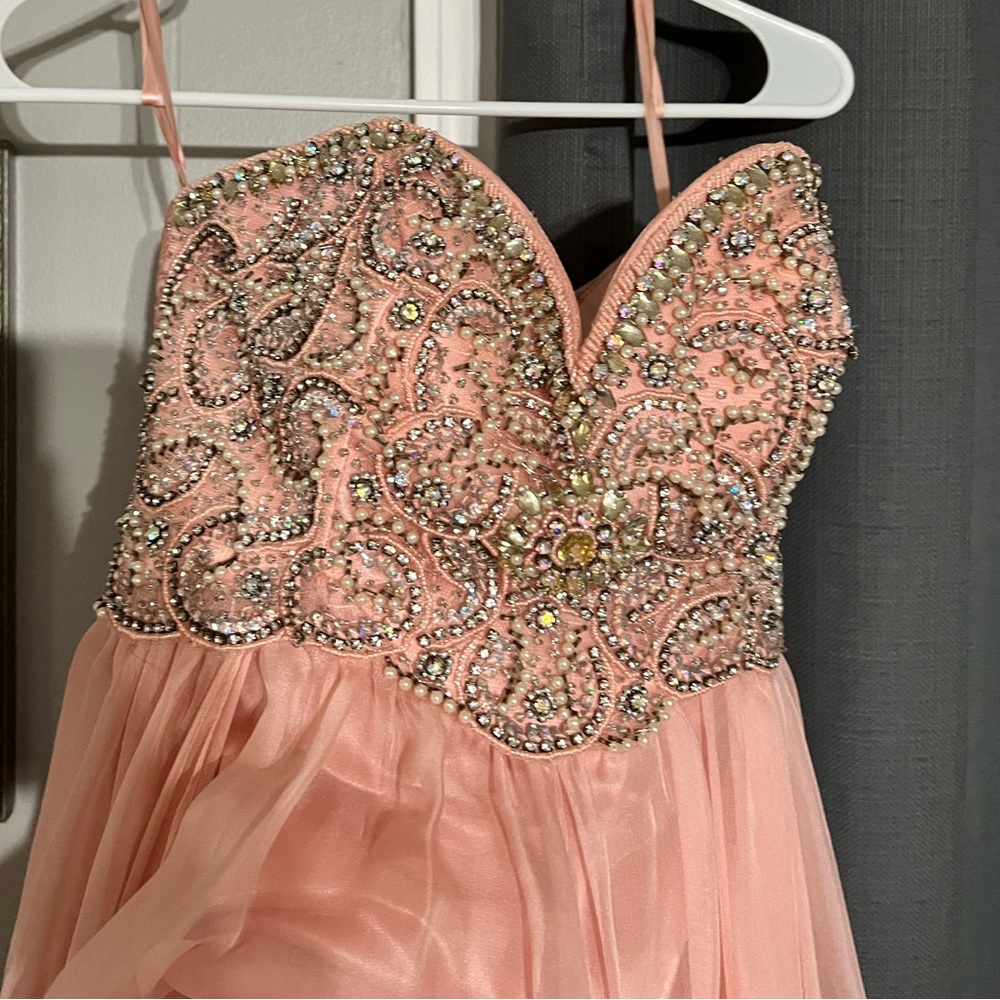 Worn once light pink strapless dress size 0